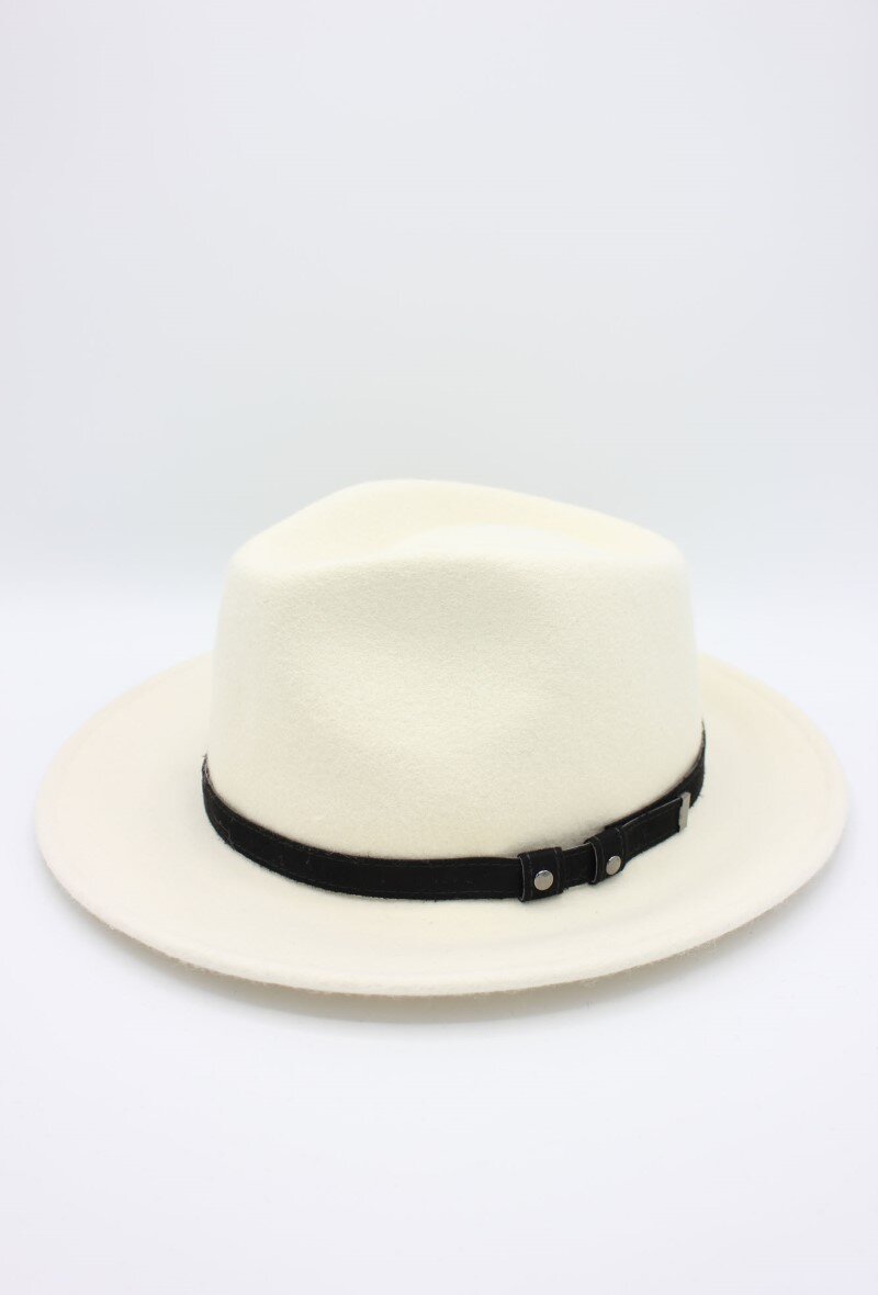 Grossiste Hologramme Paris - Chapeau Italien en pure laine avec ceinture noir
