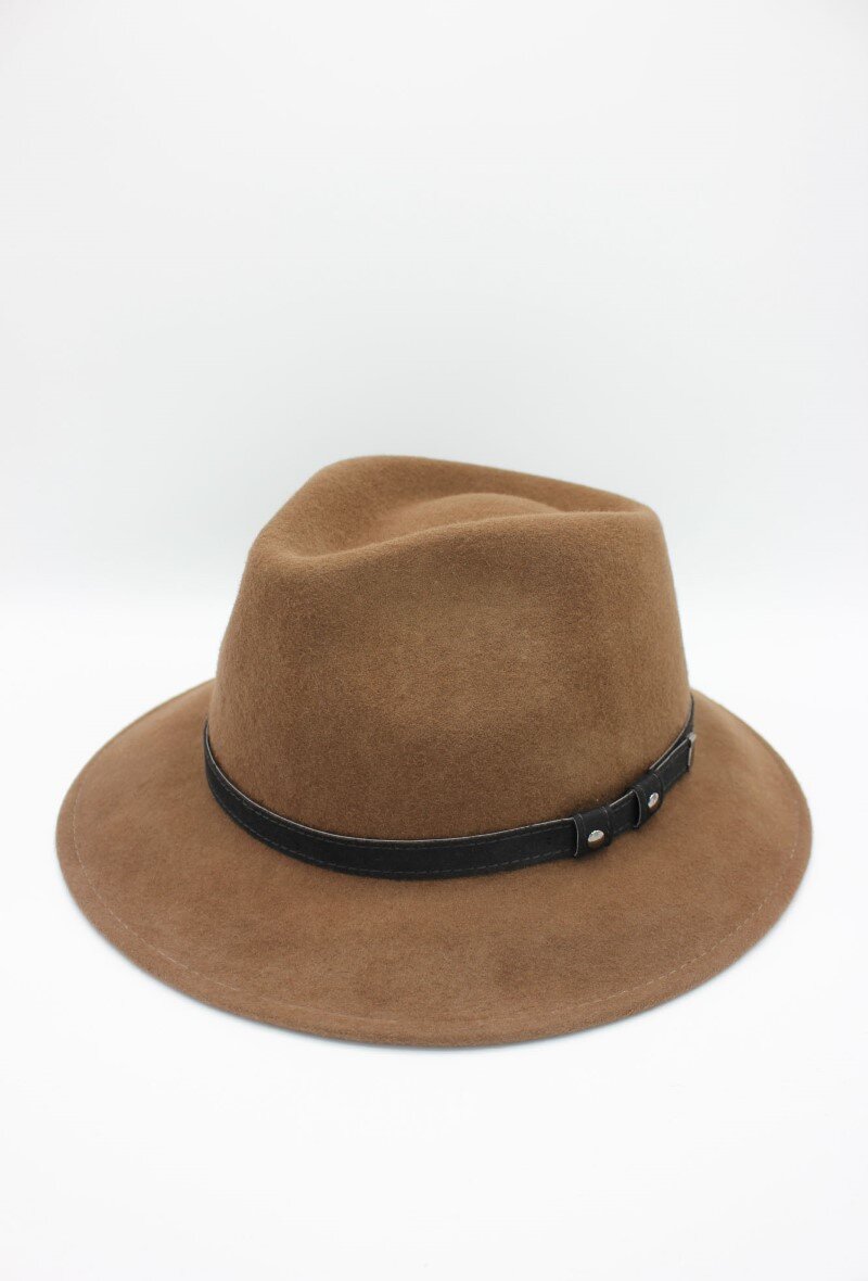 Grossiste Hologramme Paris - Chapeau Italien en pure laine avec ceinture noir