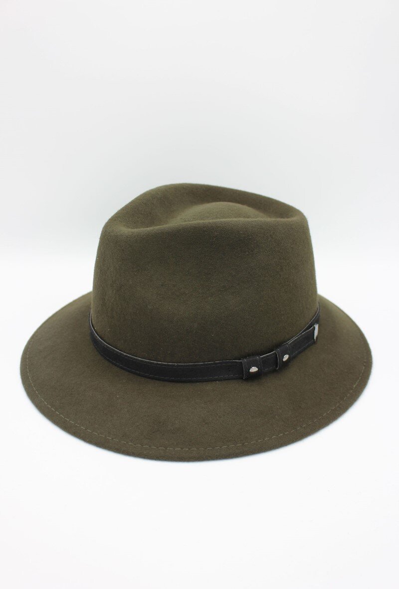 Grossiste Hologramme Paris - Chapeau Italien en pure laine avec ceinture noir