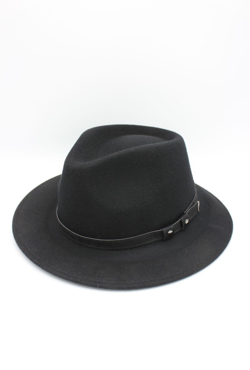 Grossiste Hologramme Paris - Chapeau Italien en pure laine avec ceinture noir