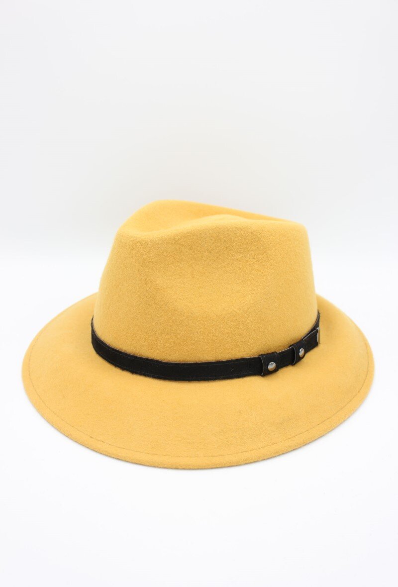 Grossiste Hologramme Paris - Chapeau Italien en pure laine avec ceinture noir