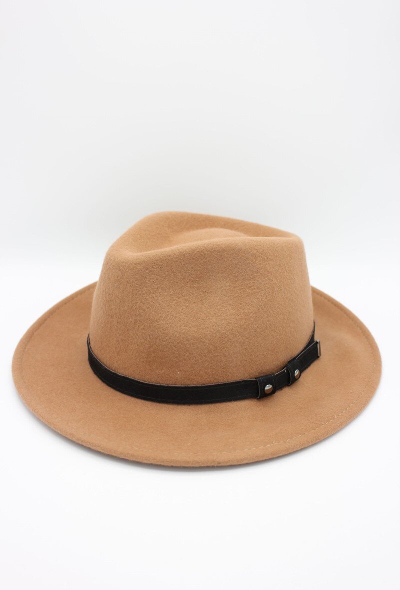 Grossiste Hologramme Paris - Chapeau Italien en pure laine avec ceinture noir