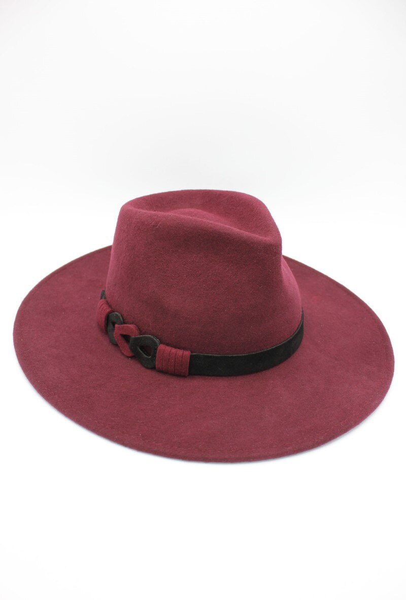 Wholesaler Hologramme Paris - Italian hat in pure wool with Mario leather belt and adjustable waist cord