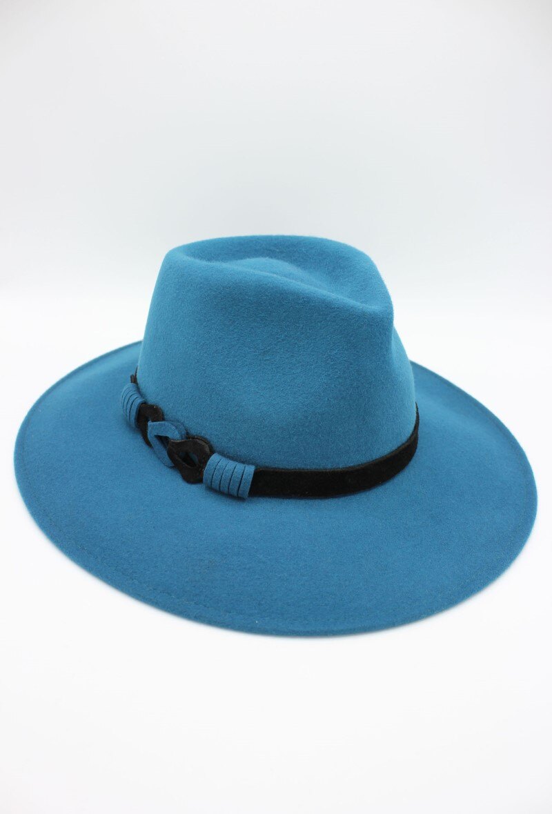 Wholesaler Hologramme Paris - Italian hat in pure wool with Mario leather belt and adjustable waist cord
