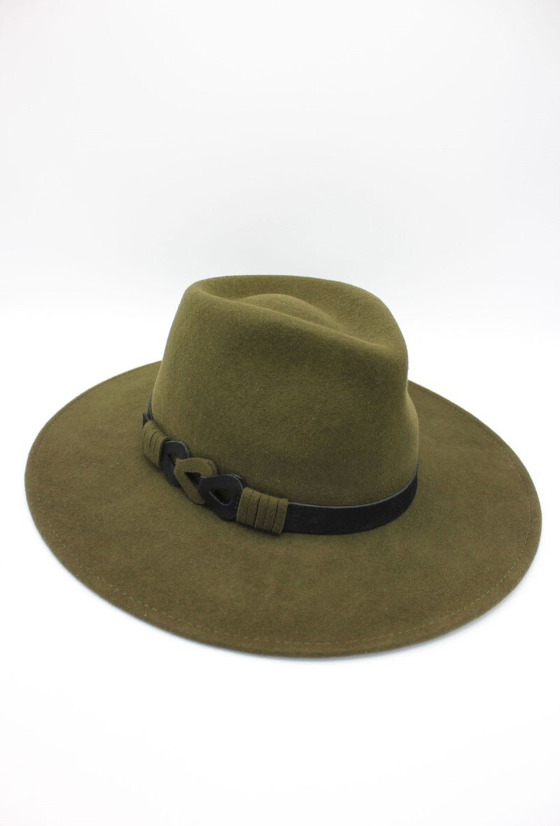 Wholesaler Hologramme Paris - Italian hat in pure wool with Mario leather belt and adjustable waist cord