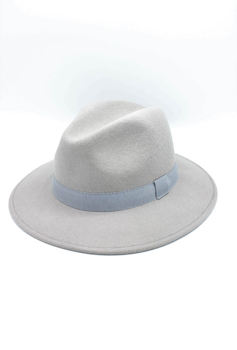 Grossista Hologramme Paris - Cappello fedora italiano in lana pura classica con nastro