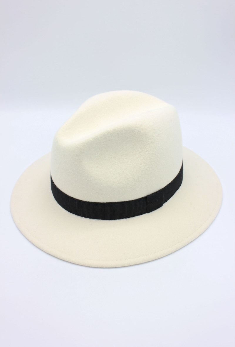 Großhändler Hologramme Paris - Italienischer Fedora aus reiner Wolle Art 01 Bianco Noir