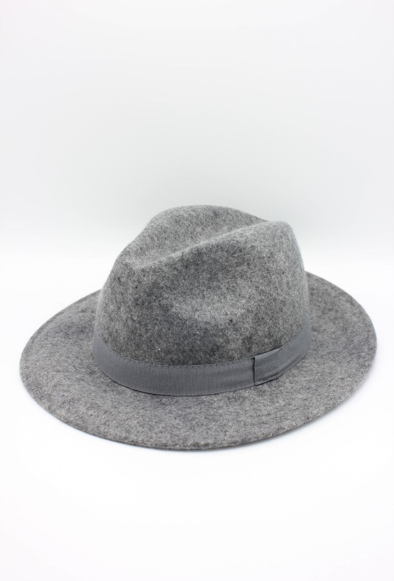 Grossista Hologramme Paris - Fedora italiano in pura lana Art 01 Mix Grigio chiaro