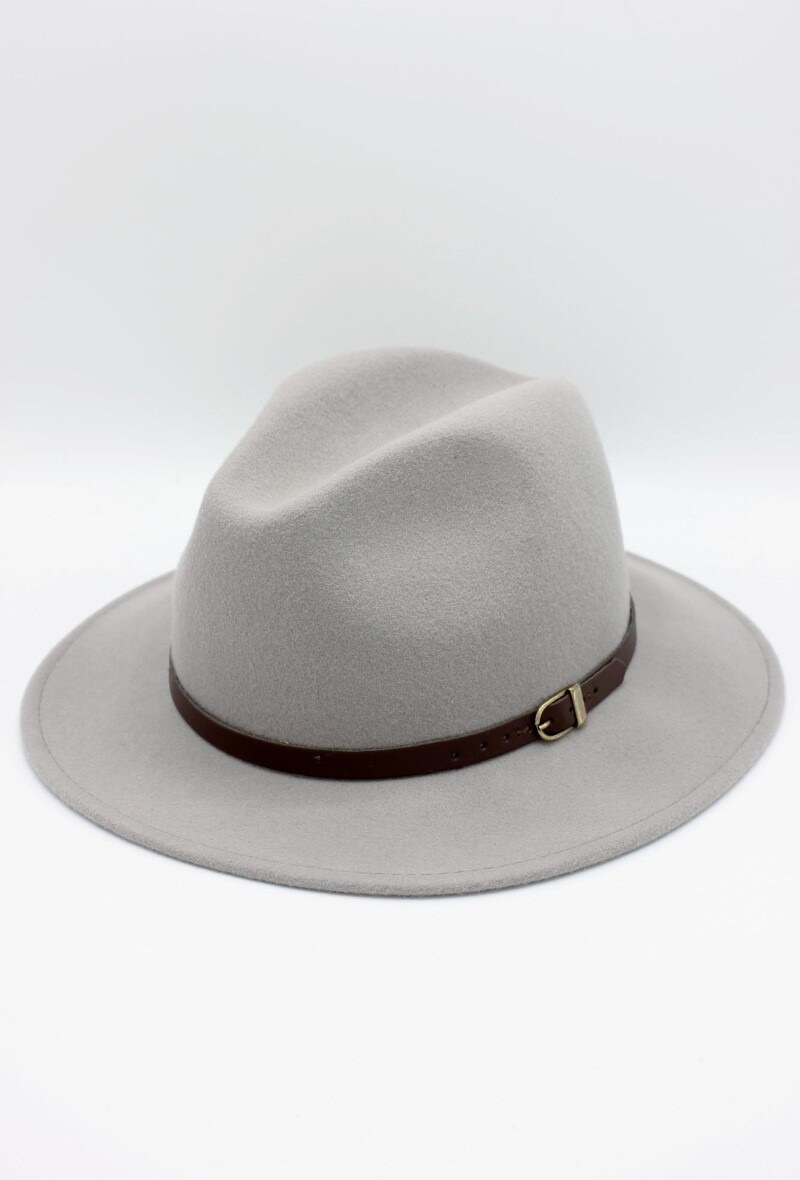 Großhändler Hologramme Paris - Italienische Fedora aus klassischer reiner Wolle mit Ledergürtel