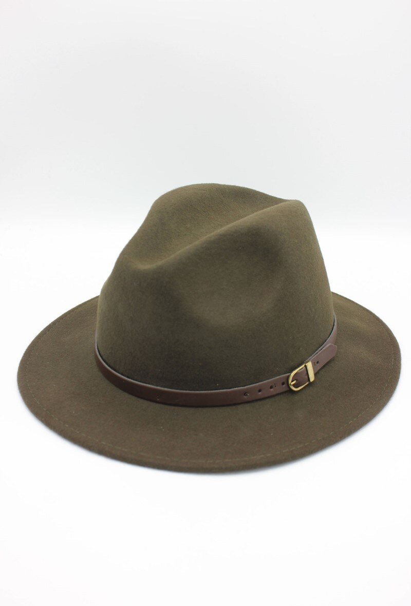 Großhändler Hologramme Paris - Italienische Fedora aus klassischer reiner Wolle mit Ledergürtel
