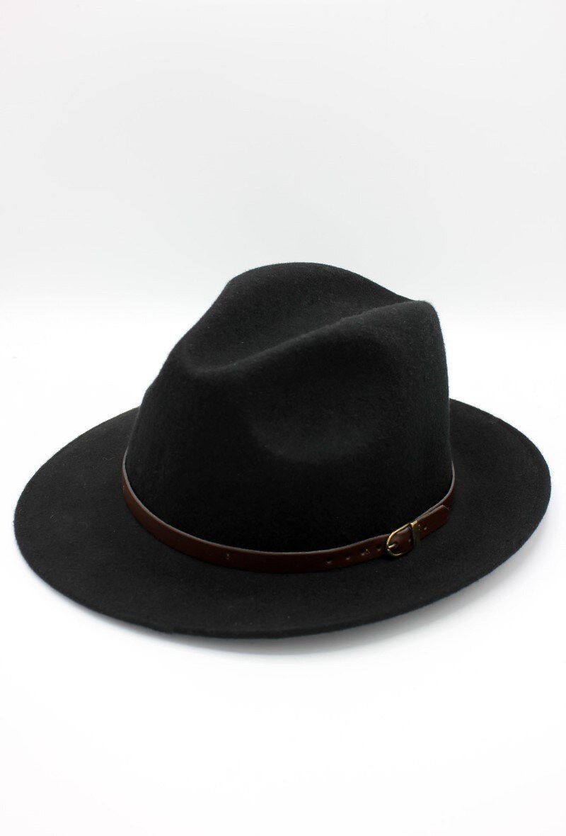 Großhändler Hologramme Paris - Italienische Fedora aus klassischer reiner Wolle mit Ledergürtel