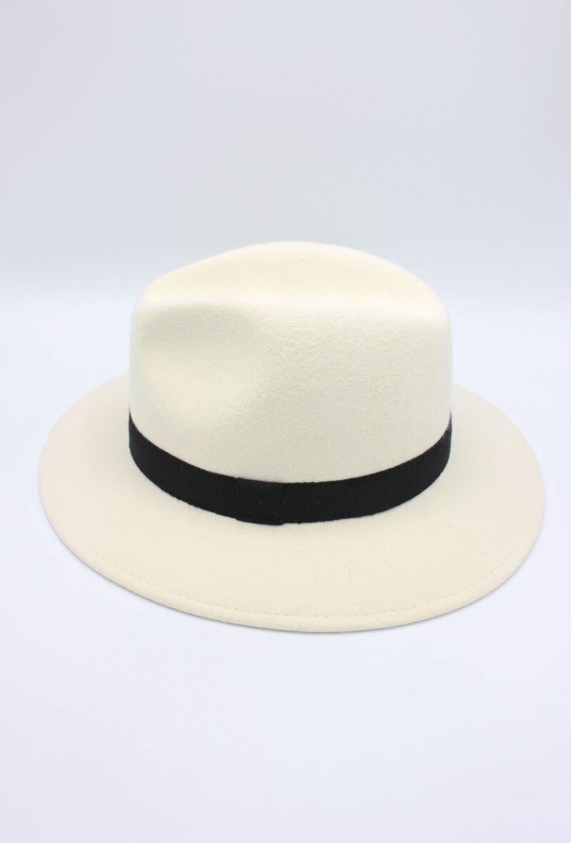 Grossiste Hologramme Paris - Fedora Italien en laine New Art 01 Bianco Noir