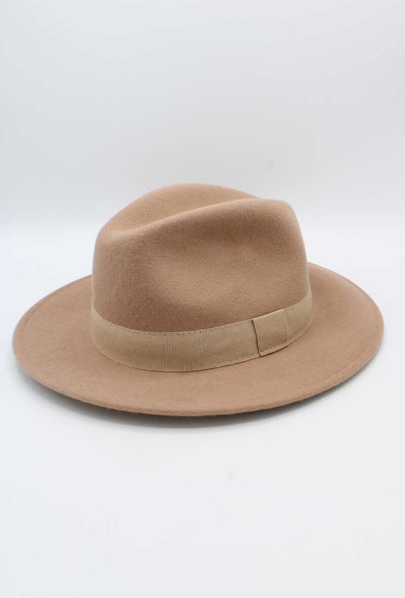 Grossista Hologramme Paris - Cappello fedora italiano in lana pura classica con nastro