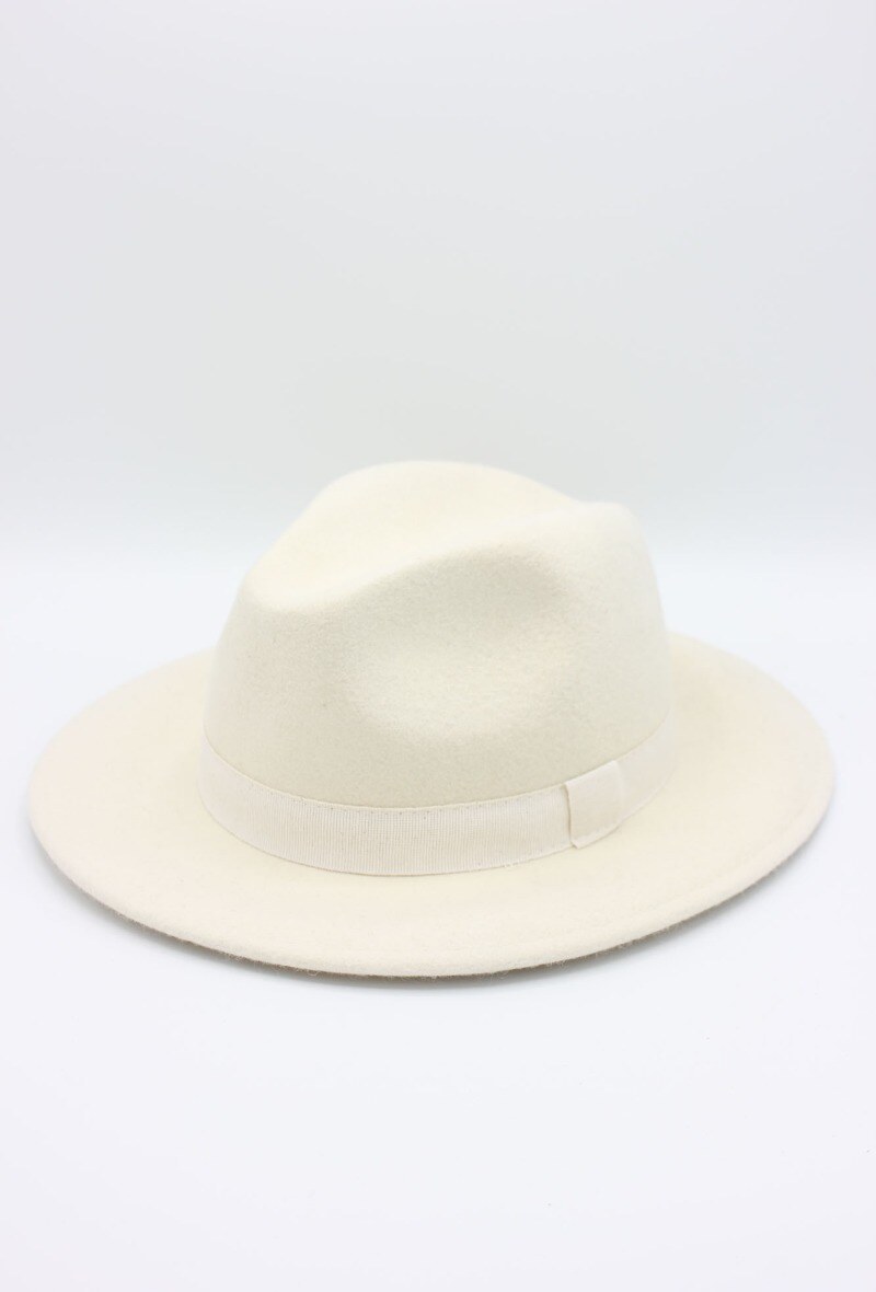 Grossiste Hologramme Paris - Fedora Italien en laine Chap Art 01 Bianco
