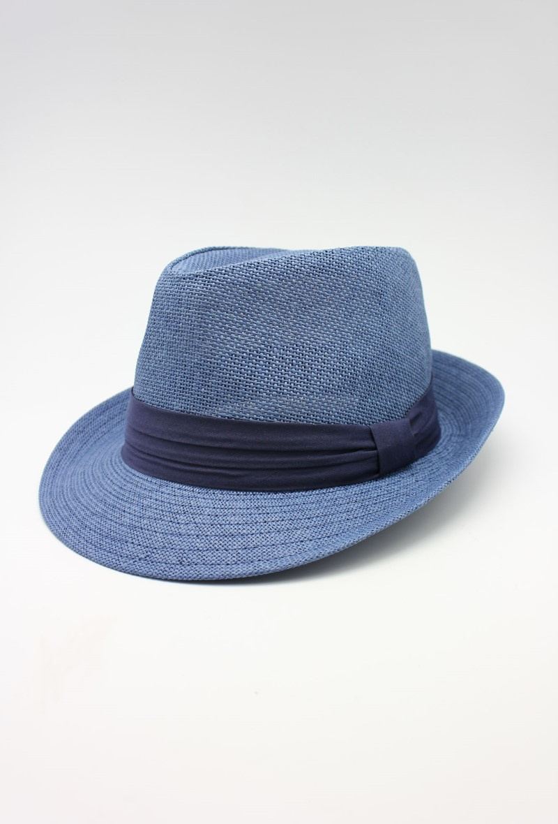 Wholesaler Hologramme Paris - Navy small ribbon brimmed paper hat