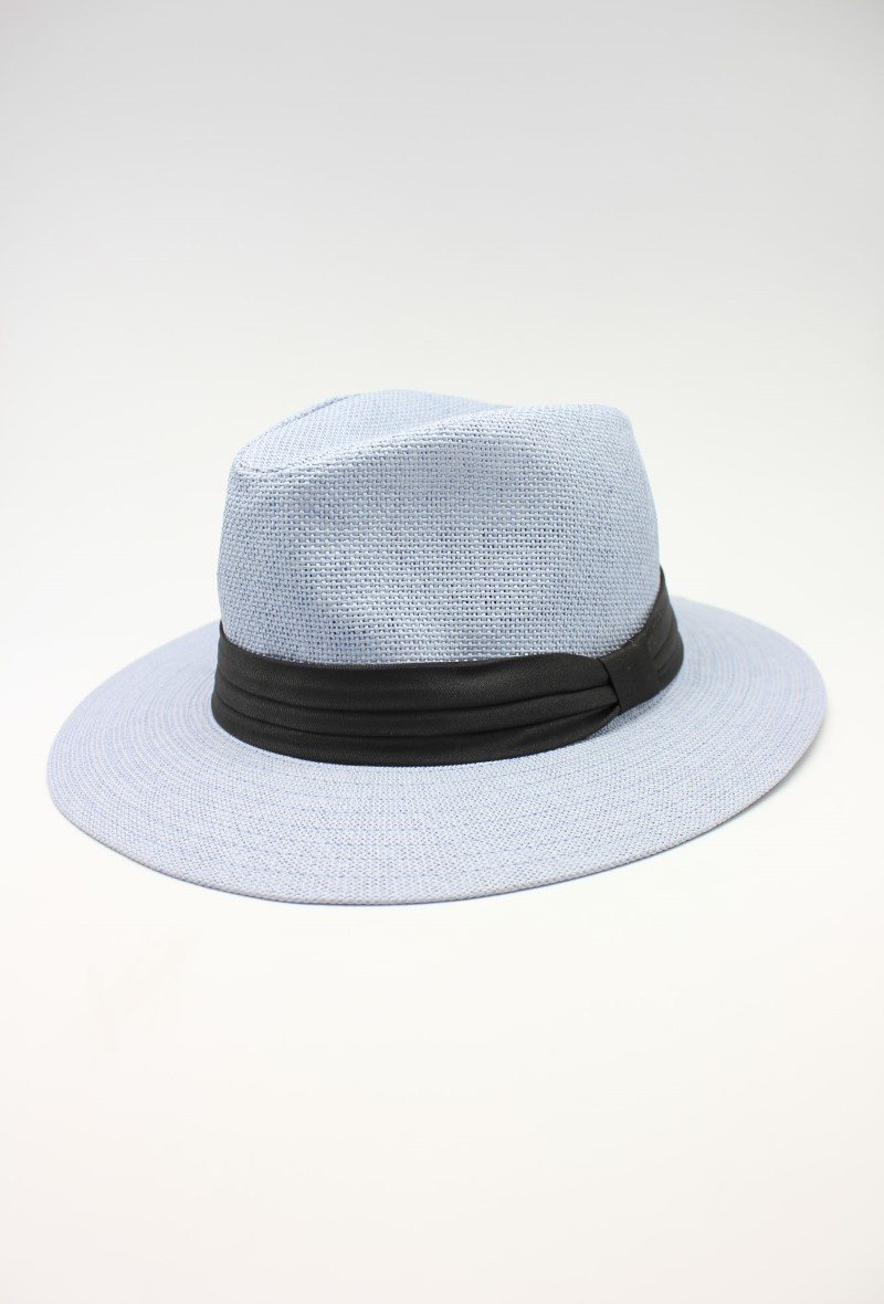 Wholesaler Hologramme Paris - Wide brim paper hat with contrasting black ribbon