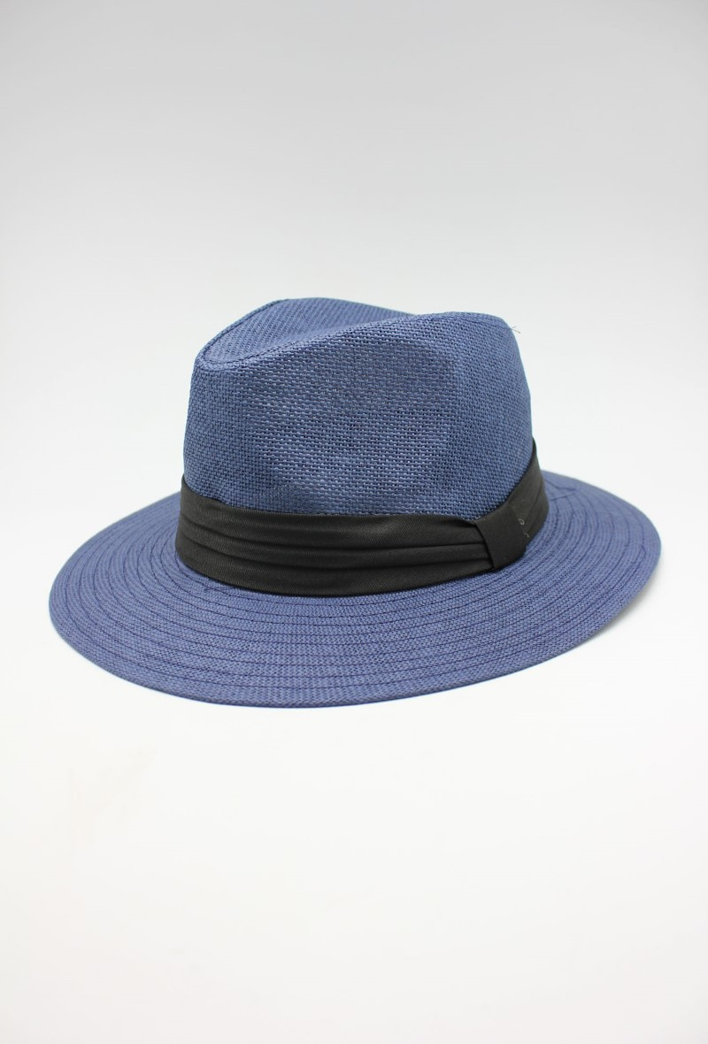 Wholesaler Hologramme Paris - Wide brim paper hat with contrasting black ribbon