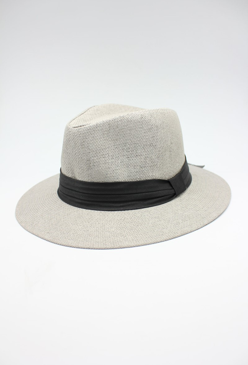 Wholesaler Hologramme Paris - Wide brim paper hat with contrasting black ribbon