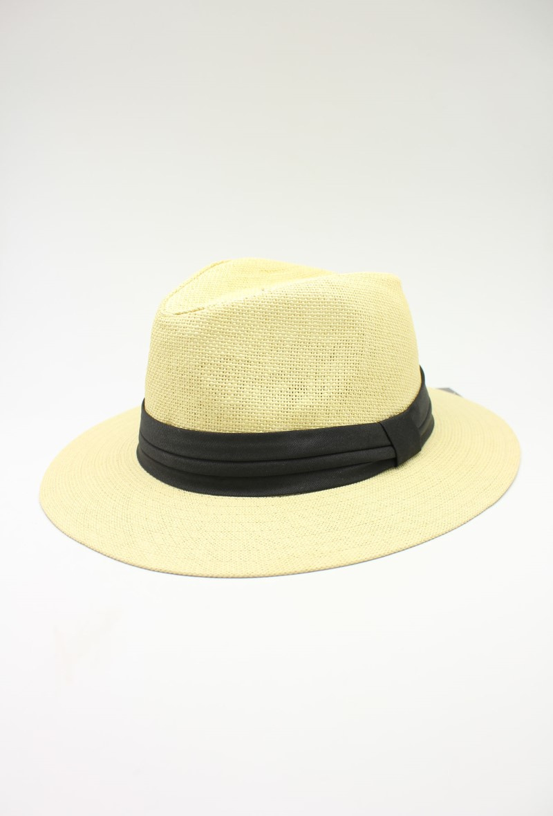 Mayorista Hologramme Paris - Sombrero de papel de ala ancha con cinta negra a contraste