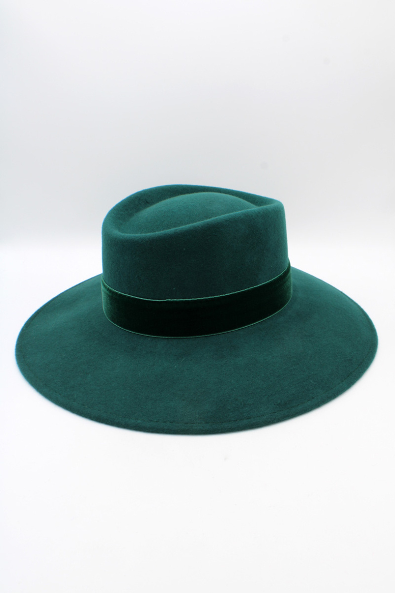 Grossiste Hologramme Paris - Chapeau bords larges en pure laine italien à ruban velours
