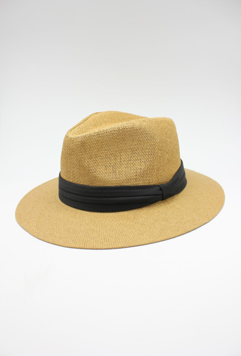 Wholesaler Hologramme Paris - Wide brim paper hat with contrasting black ribbon