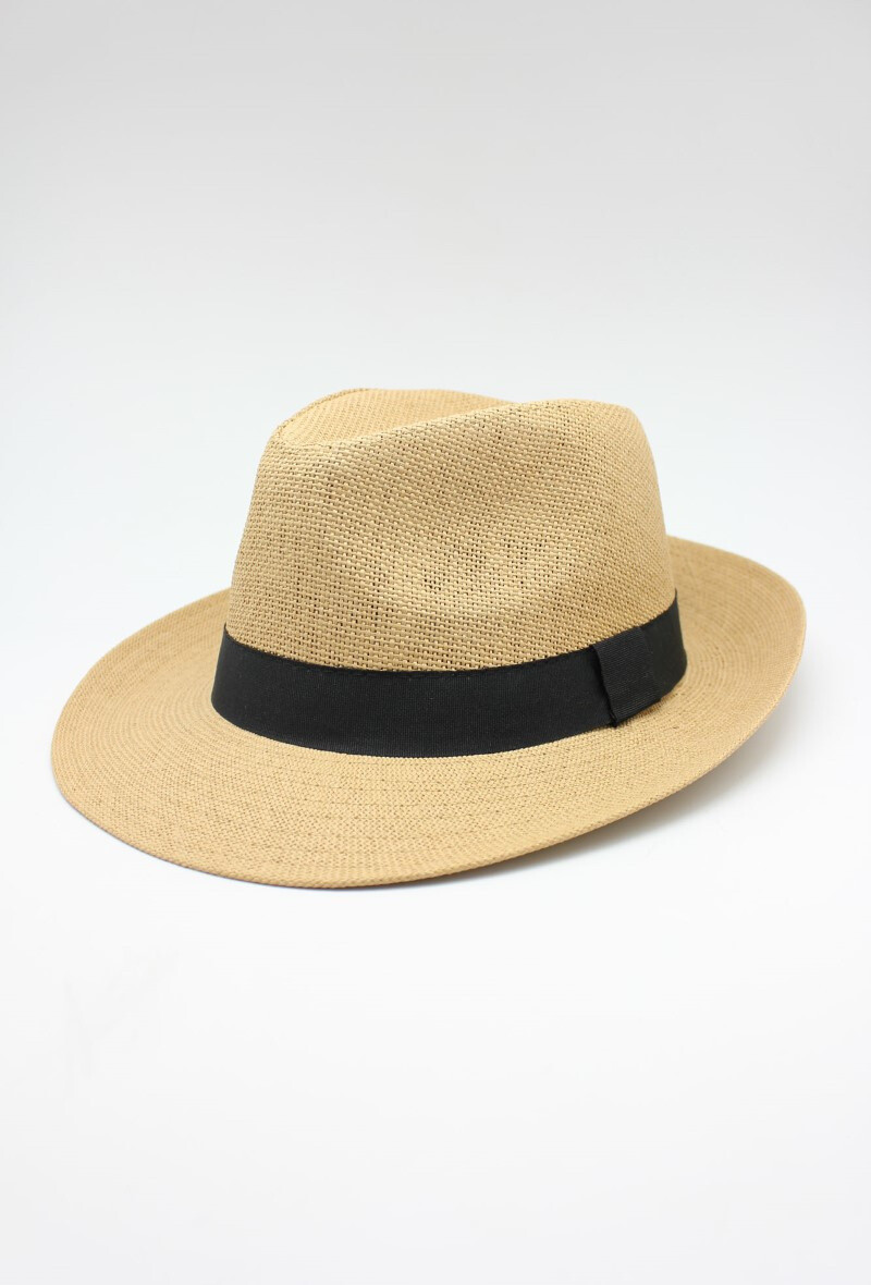 Wholesaler Hologramme Paris - Wide brimmed paper hat with black Gros Grain