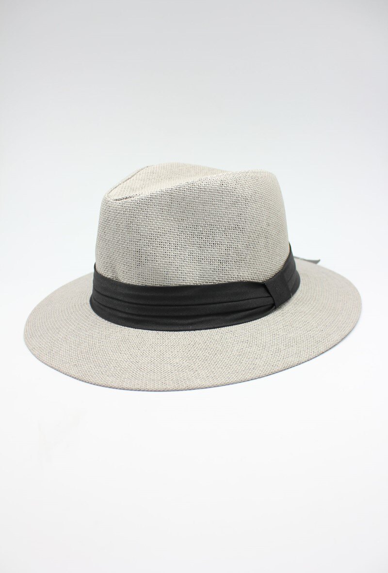 Wholesaler Hologramme Paris - Wide-brimmed paper hat with contrasting black ribbon