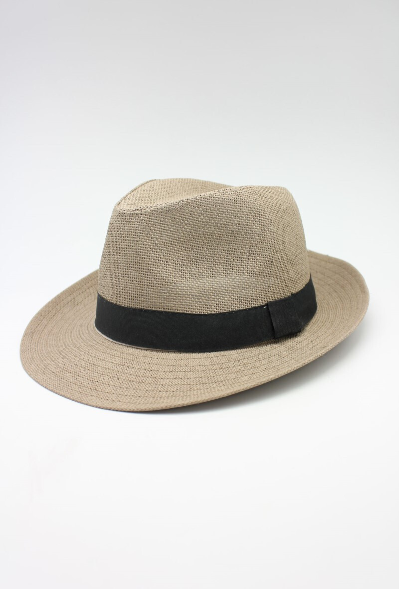 Wholesaler Hologramme Paris - Wide brimmed paper hat with black Gros Grain