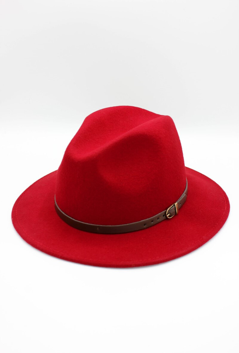 Grossiste Hologramme Paris - Fedora Italien en pure laine Nouveau-Art.02 Rouge