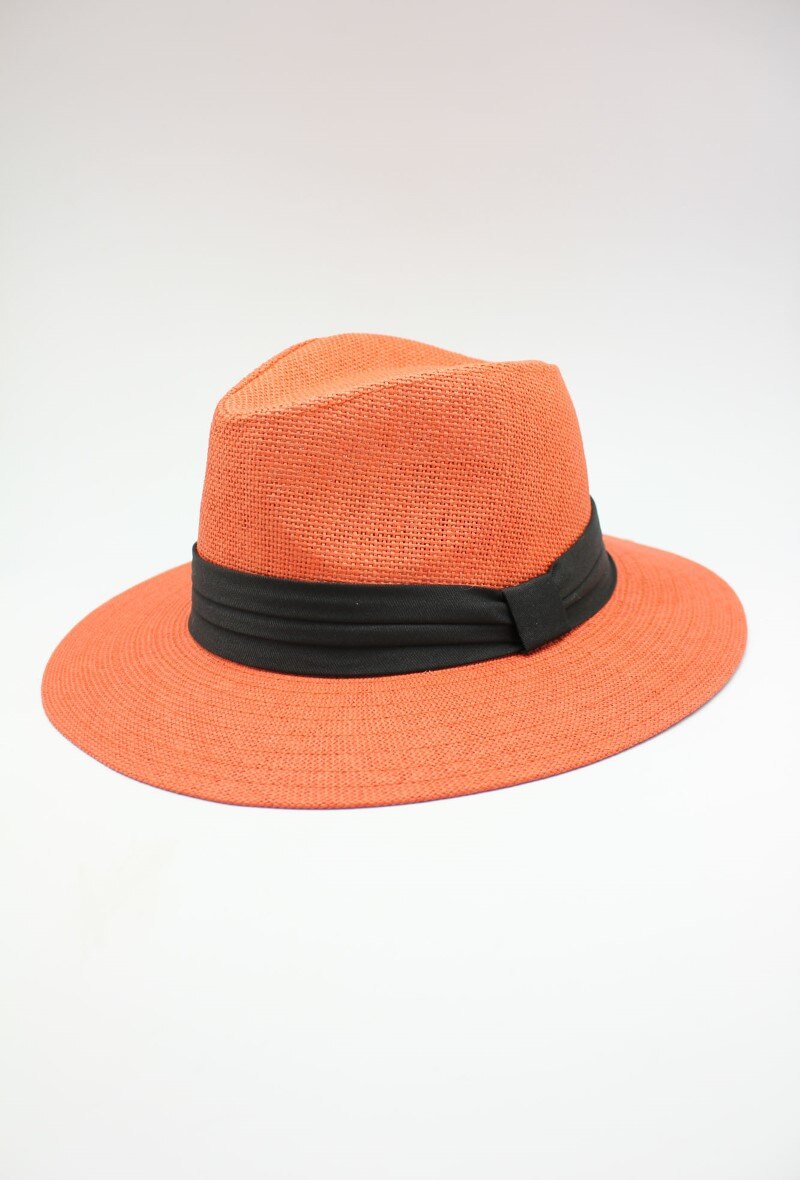 Wholesaler Hologramme Paris - Wide-brimmed paper hat with contrasting black ribbon