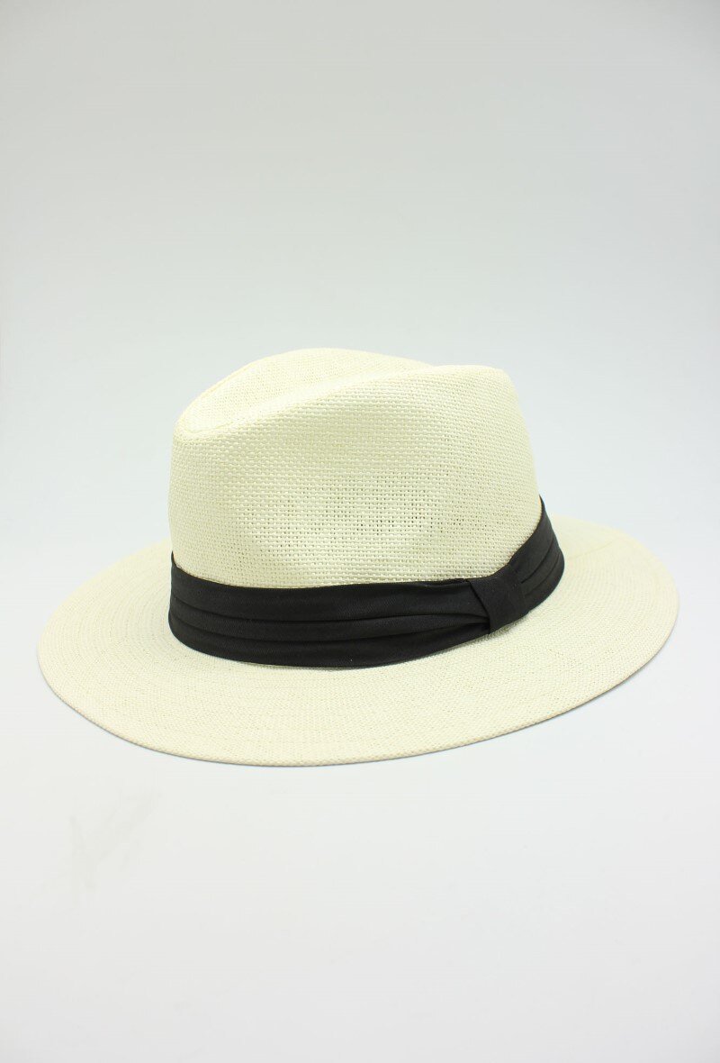 Wholesaler Hologramme Paris - Wide-brimmed paper hat with contrasting black ribbon