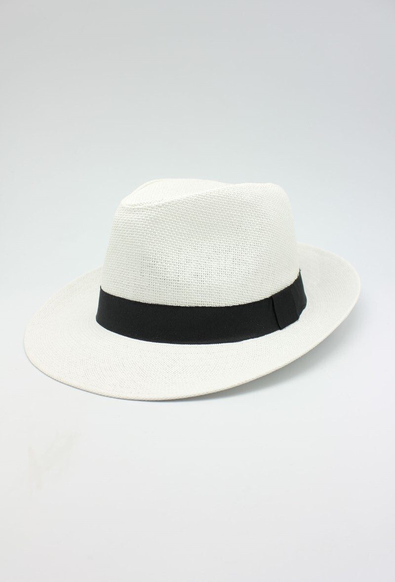 Wholesaler Hologramme Paris - Wide brimmed paper hat with black Gros Grain