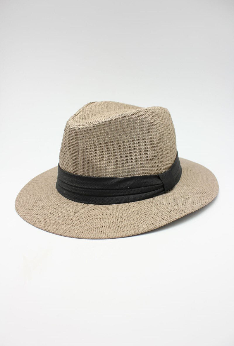 Wholesaler Hologramme Paris - Wide-brimmed paper hat with contrasting black ribbon