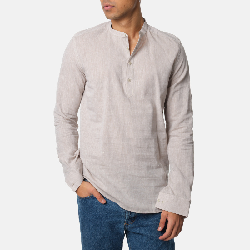 Wholesaler Hopenlife - Long-sleeved linen shirt with Mao collar