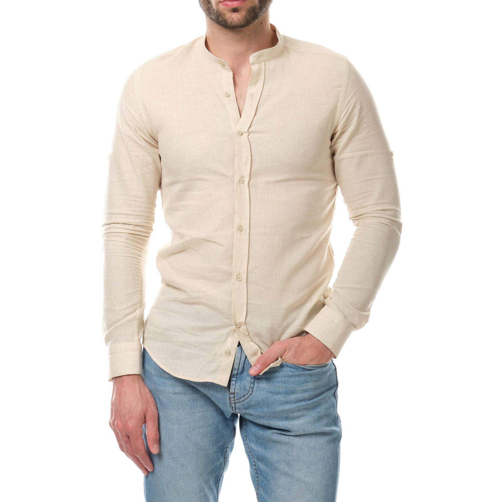 Mayorista Hopenlife - Camisa de lino Mao mangas largas