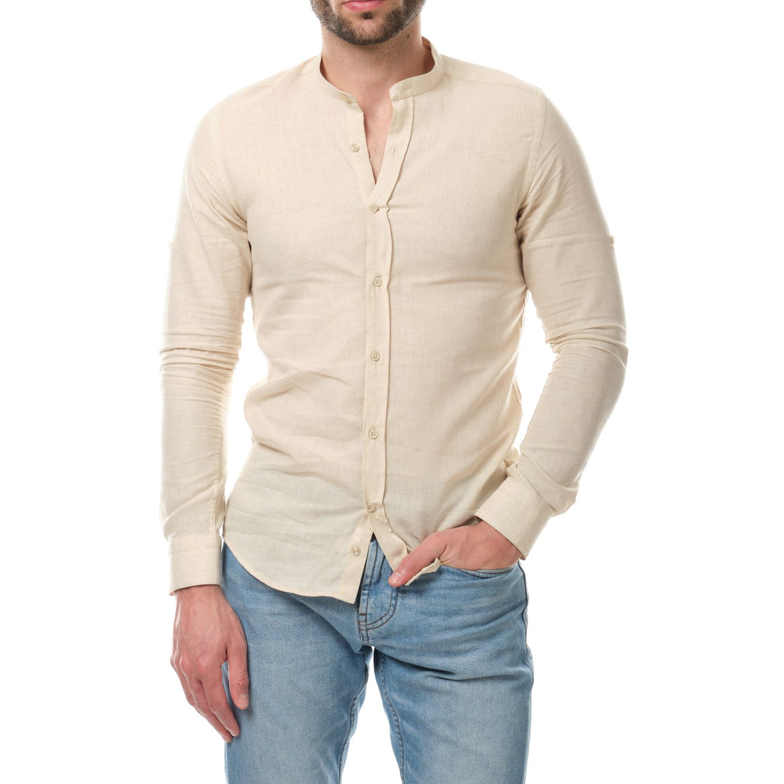 Wholesaler Hopenlife - Linen shirt mao long sleeves long