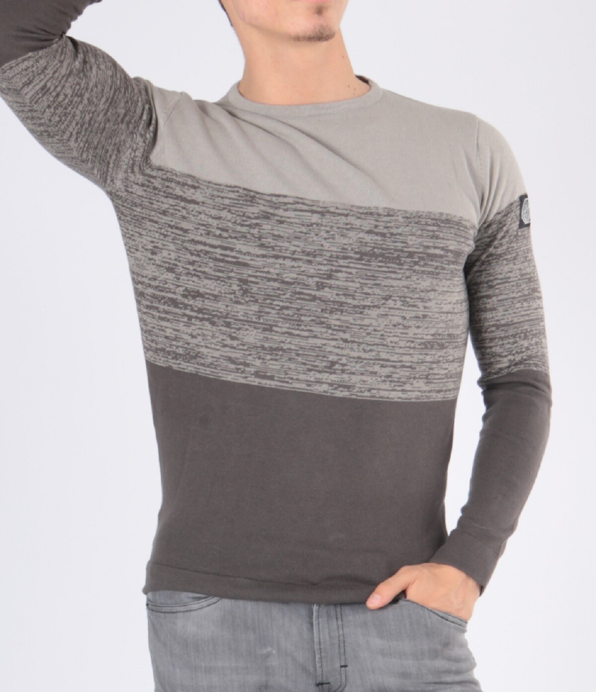 Grossista Hopenlife - Maglione leggero in cotone mélange bicolore