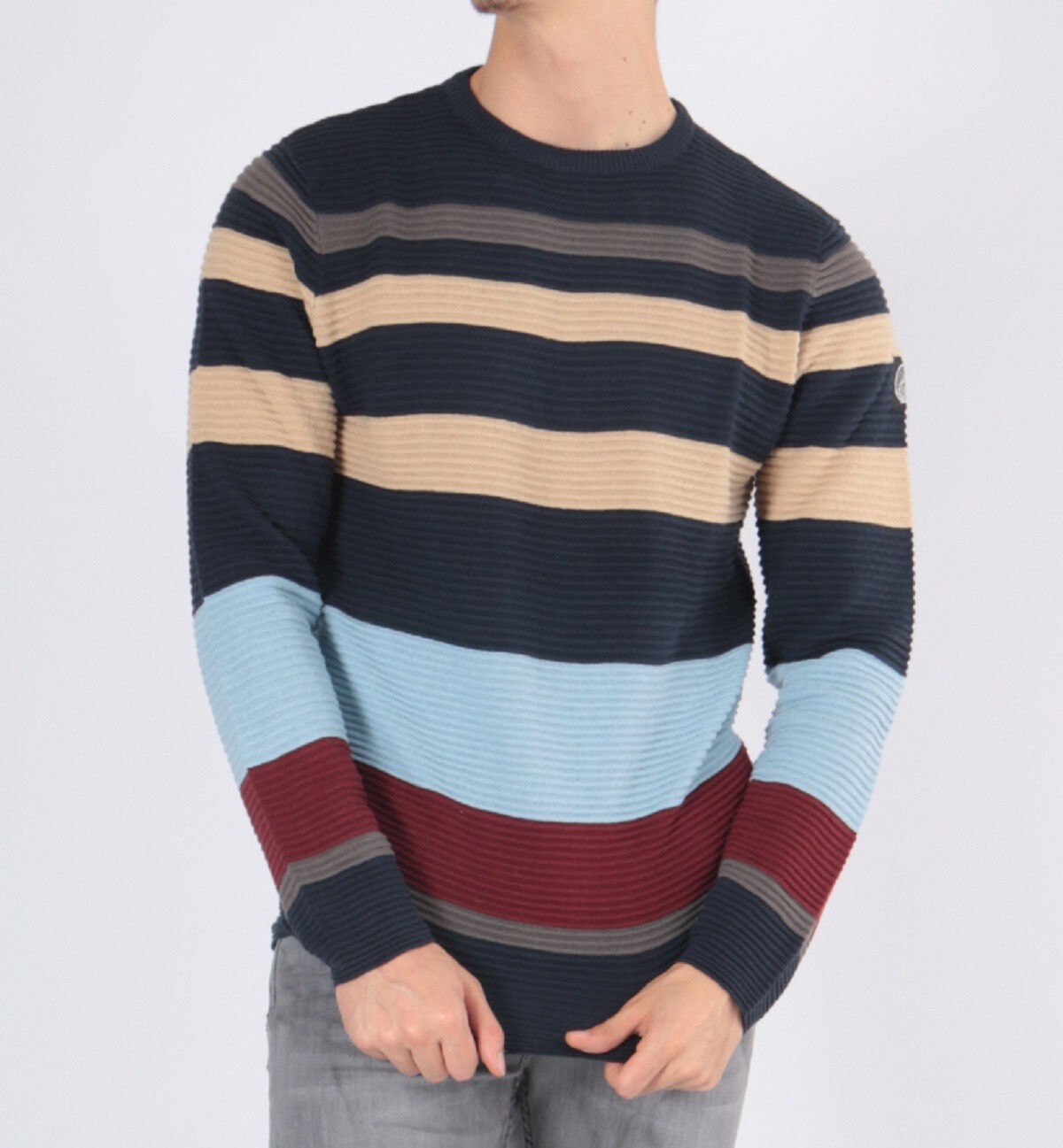 Mayorista Hopenlife - Suéter de cuello redondo a rayas multicolor