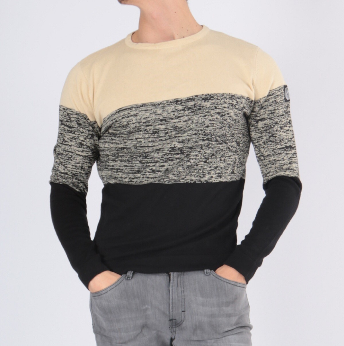 Grossista Hopenlife - Maglione leggero in cotone mélange bicolore