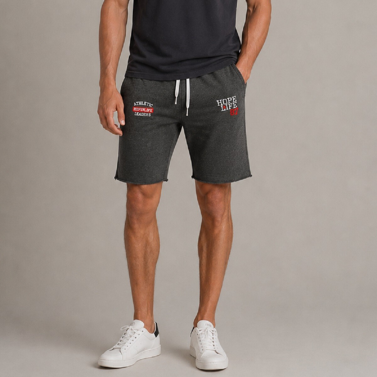 Wholesaler Hopenlife - Embroidered fleece Bermuda shorts