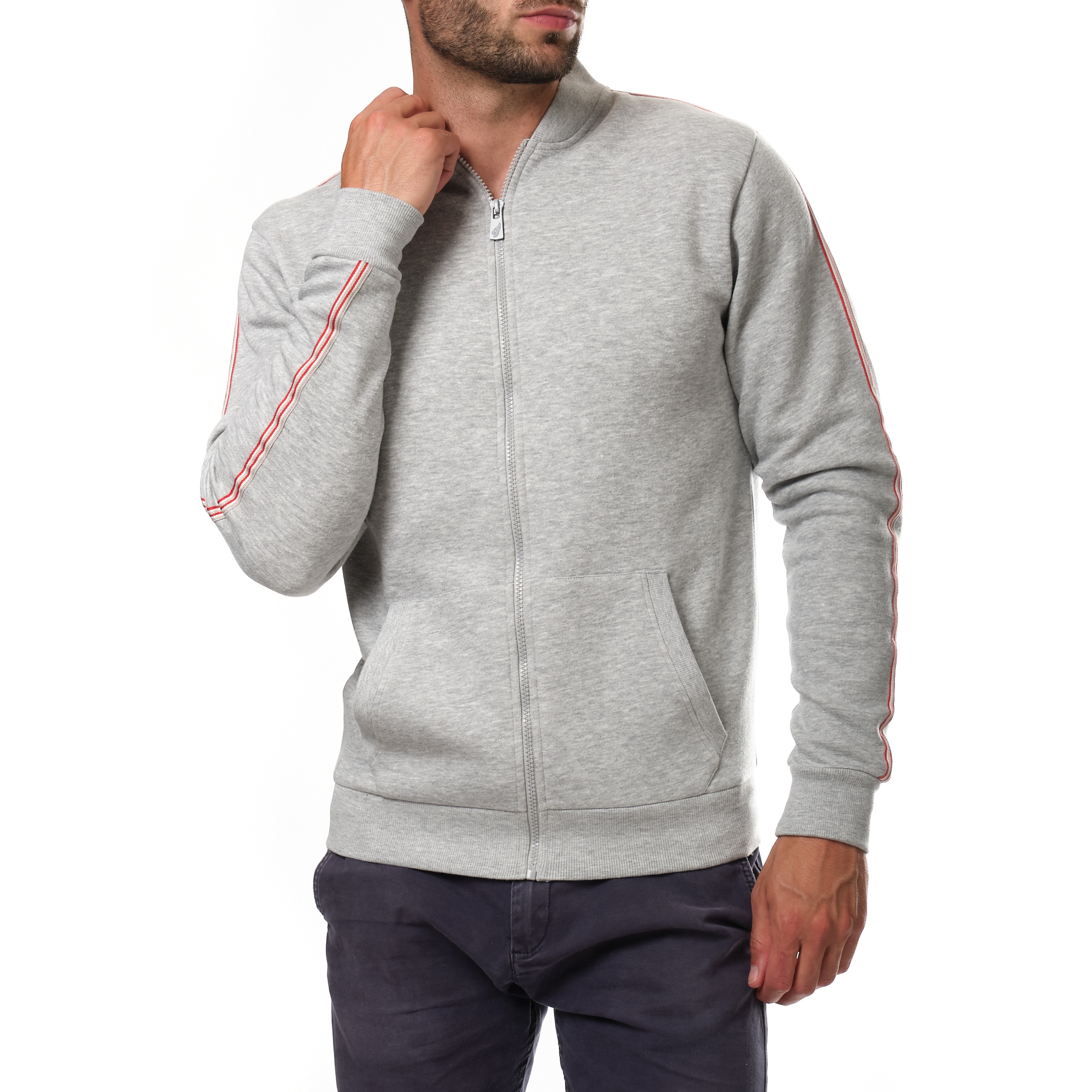 Großhändler Hopenlife - Reißverschluss-Sweatshirt mit rotem Streifen – Auslaufmodell