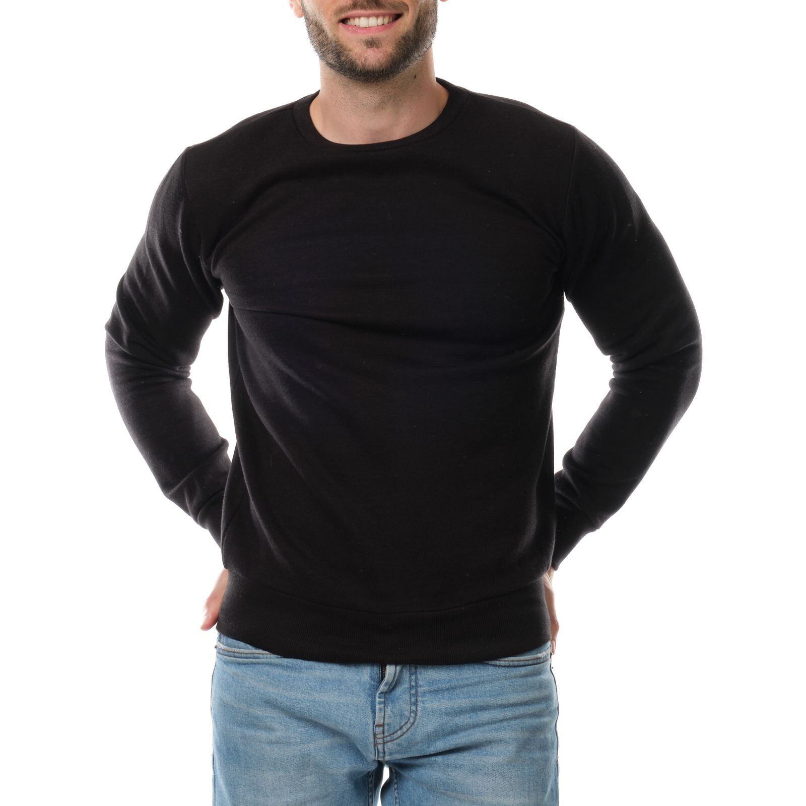 Großhändler Hopenlife - Einfarbiges Baumwoll-Sweatshirt mit Rundhalsausschnitt