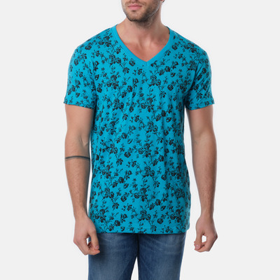 Wholesaler Hopenlife - Patterned V-neck T-shirt Wholesaler Hopenlife - Patterned V-neck T-shirt