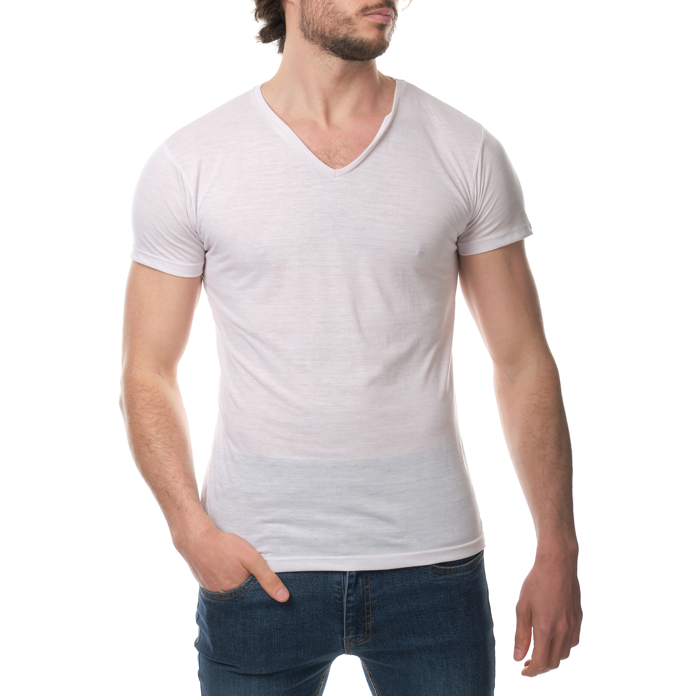 Mayorista Hopenlife - Camiseta básica cuello en V Fin de serie precio bajo