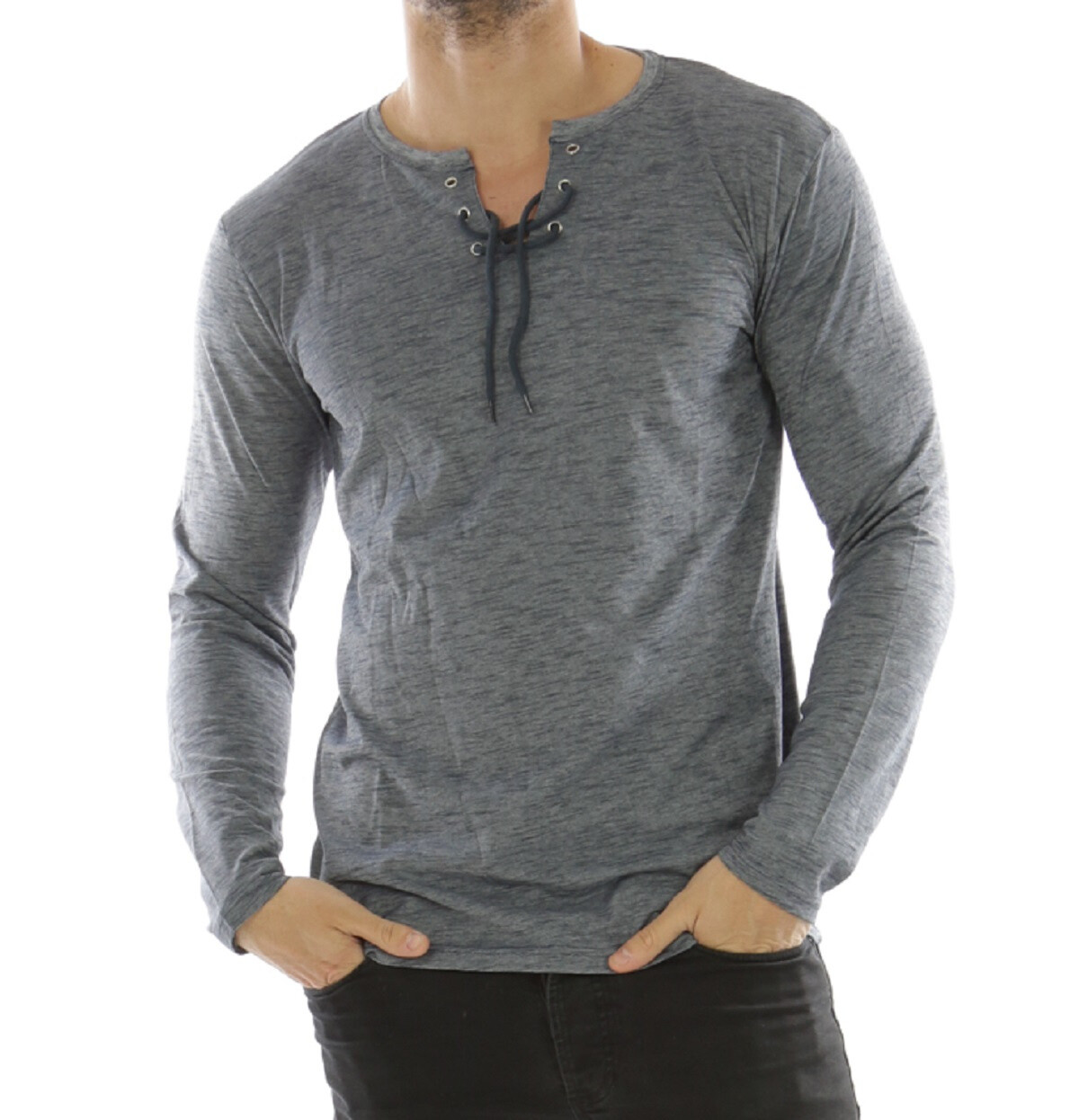Grossiste Hopenlife - T-shirt manches longues col lacet , fin de série