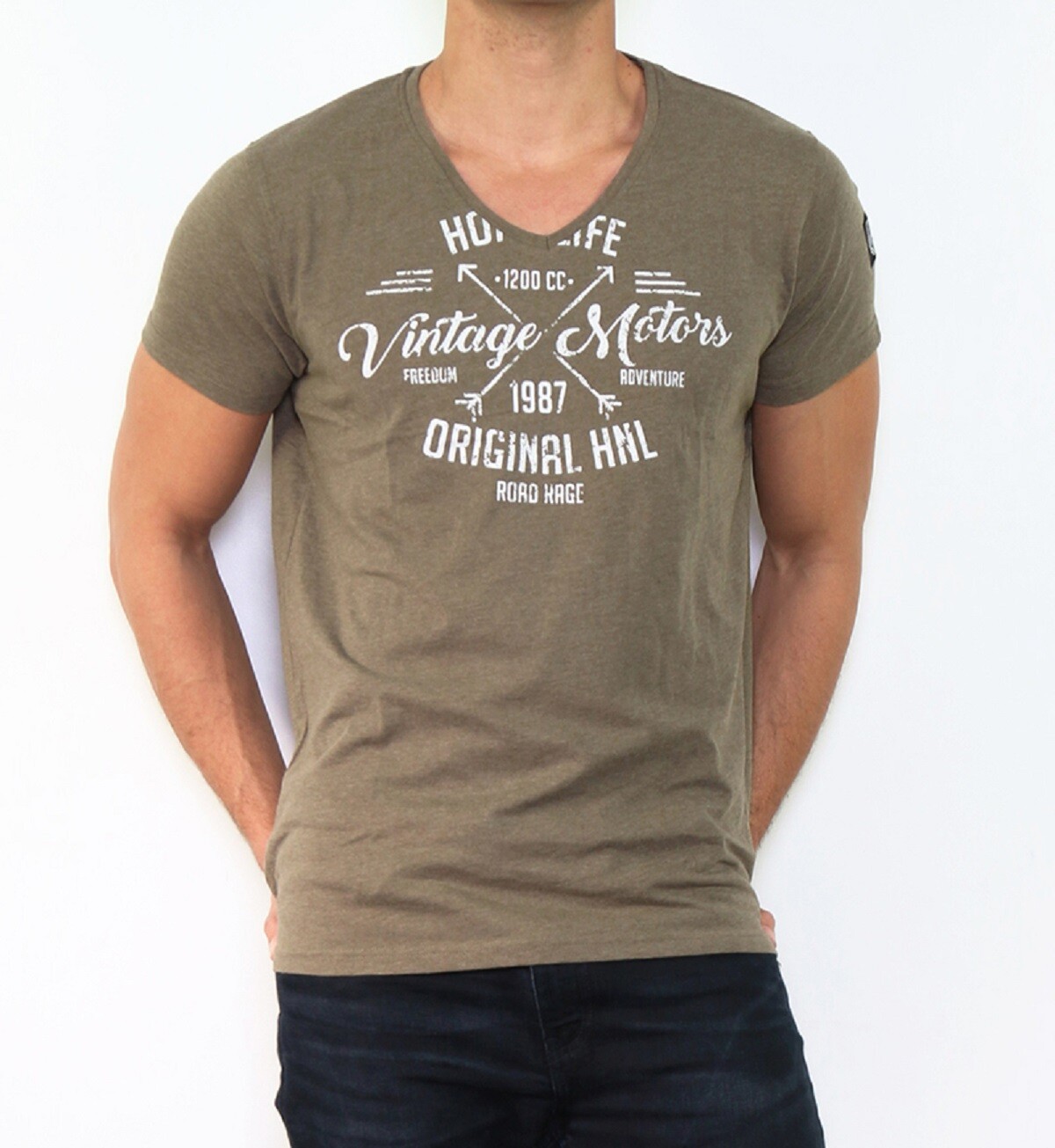 Wholesaler Hopenlife - Printed V-neck T-shirt