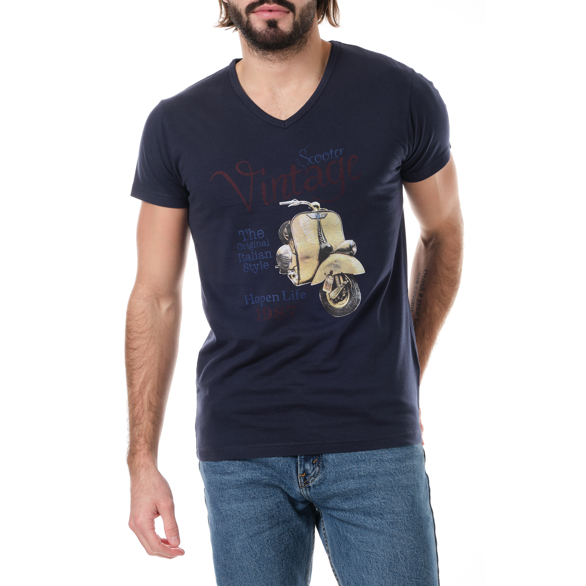 Wholesaler Hopenlife - Printed V-neck T-shirt