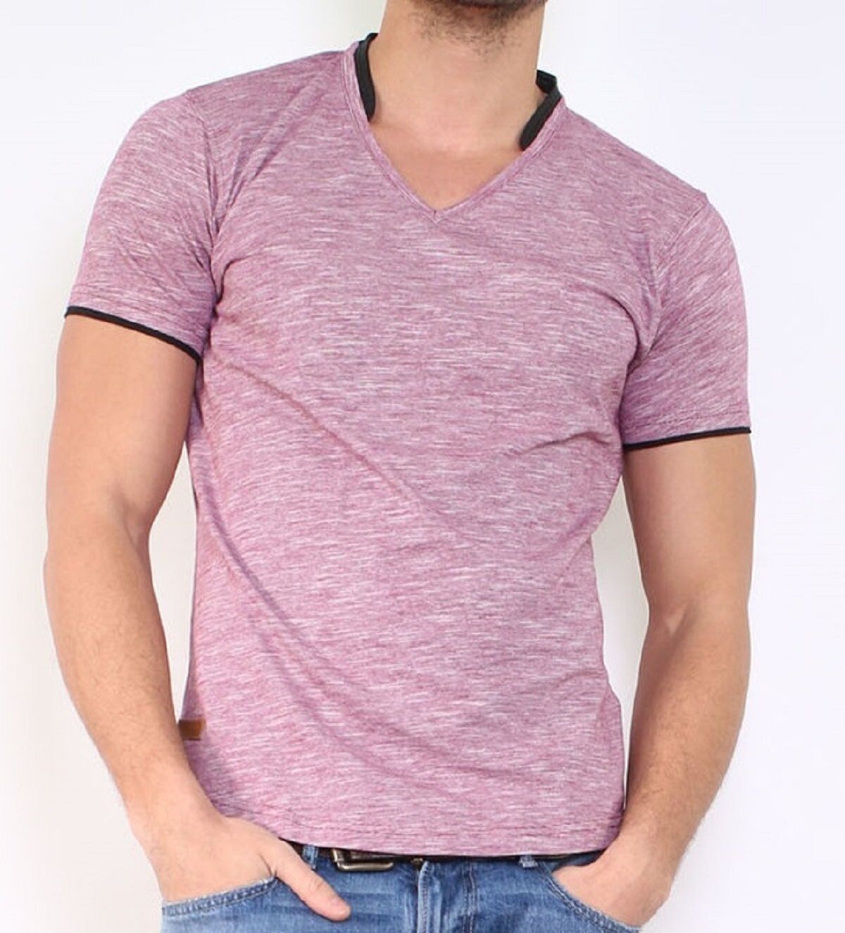 Wholesaler Hopenlife - V-neck T-shirt with faux finishes