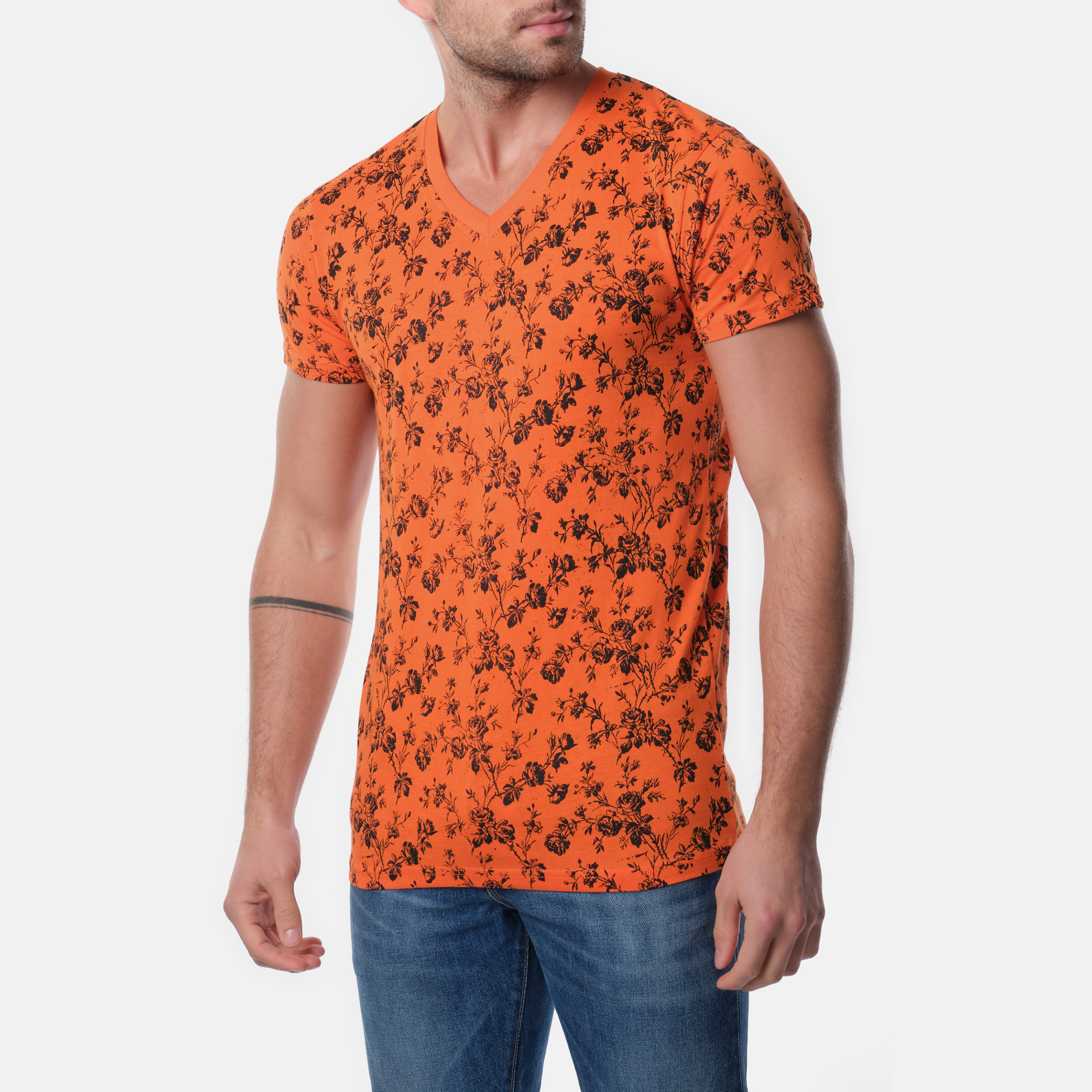 Wholesaler Hopenlife - Patterned V-neck T-shirt