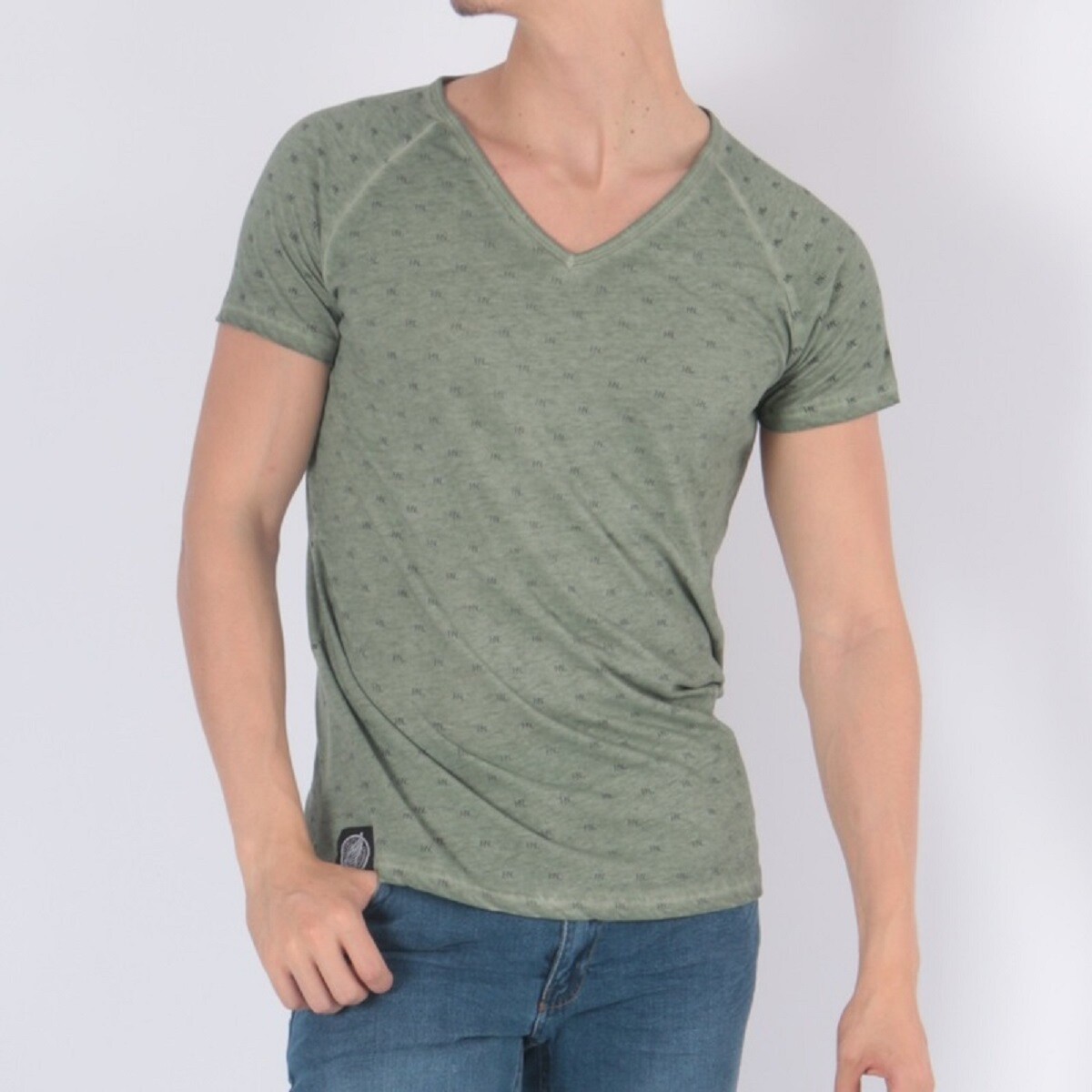 Wholesaler Hopenlife - V-neck HNL T-shirt with a washed effect